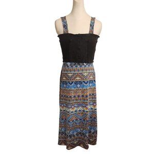 Upcycled Black denim top, dress, distressed, handmade, one of a kind, unique